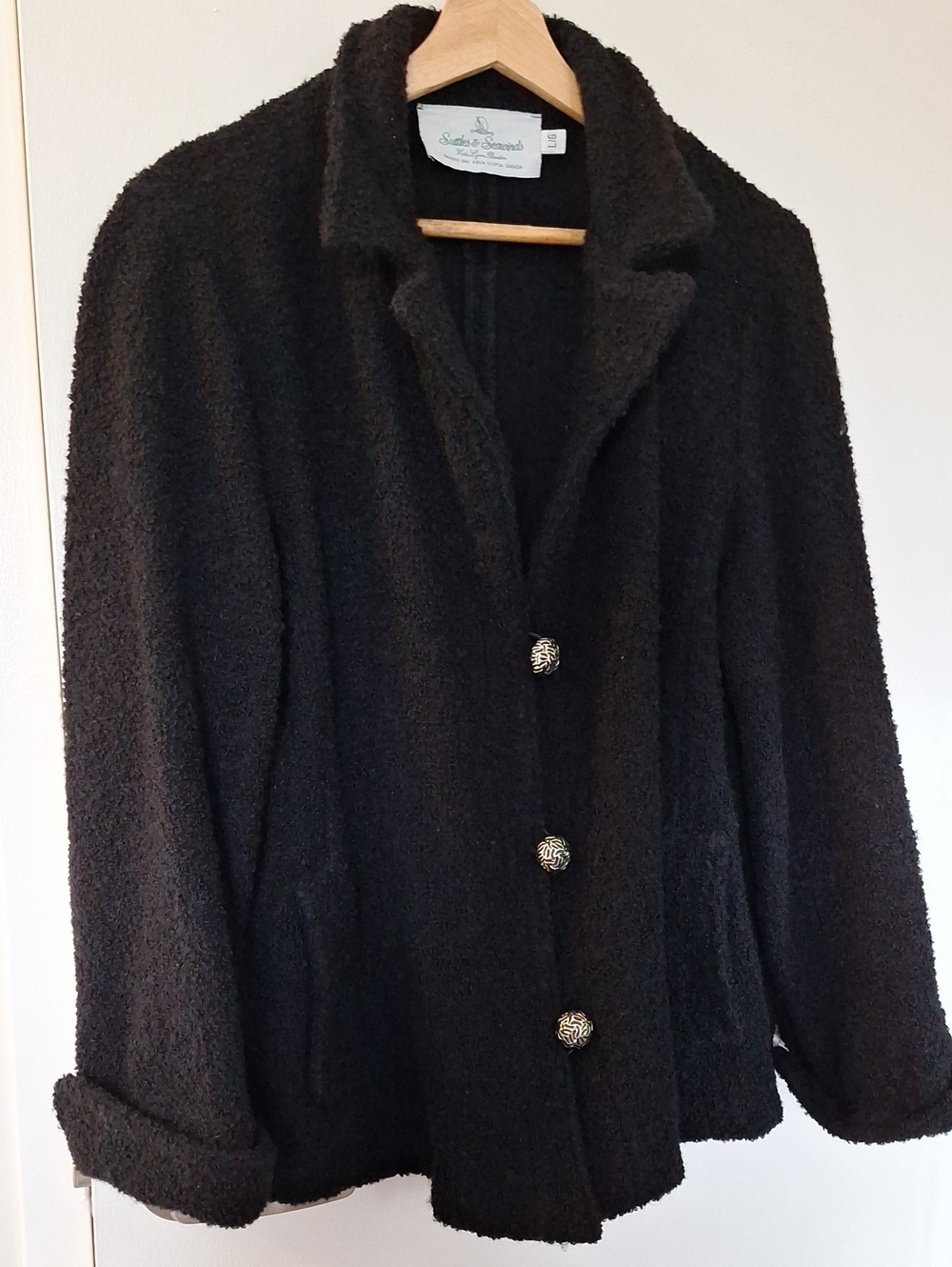 Suttles & Seawinds Vintage Classic Wool Jacket, Black, size L